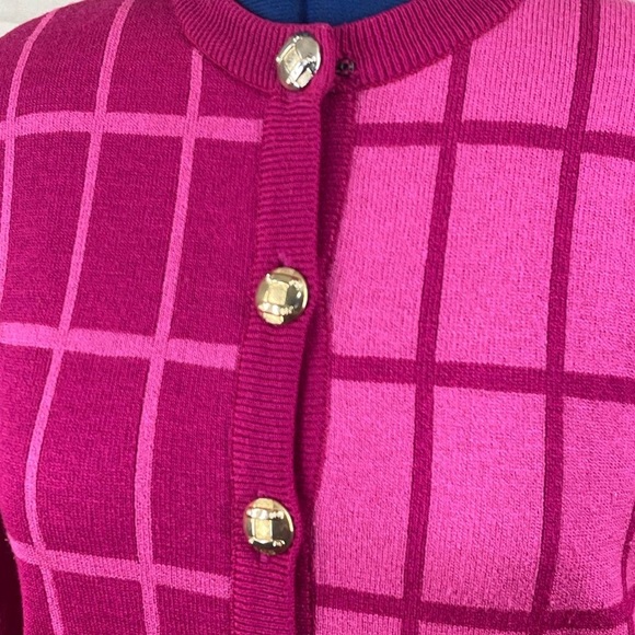 Vintage AMI KNITS  Pink  Gold 2-PC knit cardigan & skirt oufit  Sz P8 Barbiecore - Picture 8 of 10